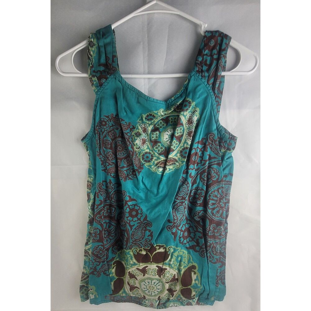 a.n.a Sleeveless Gathered Scoop Medallion Tank Top Sz Small